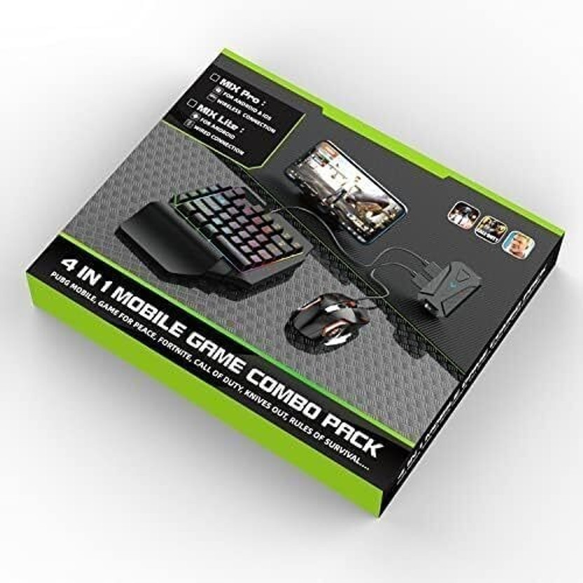 HG WORLD Gaming Keyboard Mouse Converter 4 in 1 Mobile Game Combo Pack RGB Mouse Keyboard  Motion Controller(Black, Mini Compact Design, Plug & Play, Loved By Fans Of, Evofox, Cosmic Byte, Ant Esport, For Mobile)