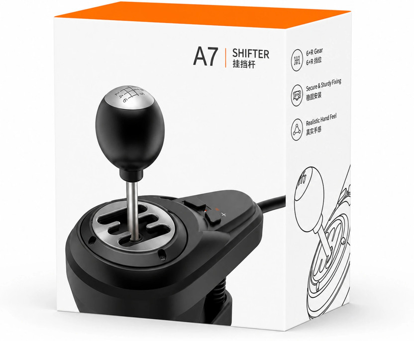 Playtastic A7 Gear Shifter for Gaming Steering Wheel - H Shifter with 6-Speed, 3 Cables  Motion Controller(Black, For PS2, PC, PS3, PS4, Xbox)