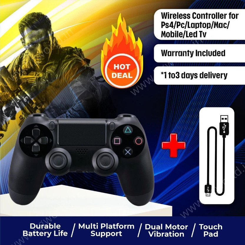 HG WORLD Playstation Dualshock 4 Joystick Wireless for PS4 With USBCable Gamepad  Motion Controller(Black, For PS4, PC)