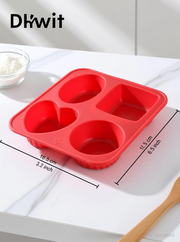 Dhwit Silicone Cupcake/Muffin Mould 4(Pack of 1)