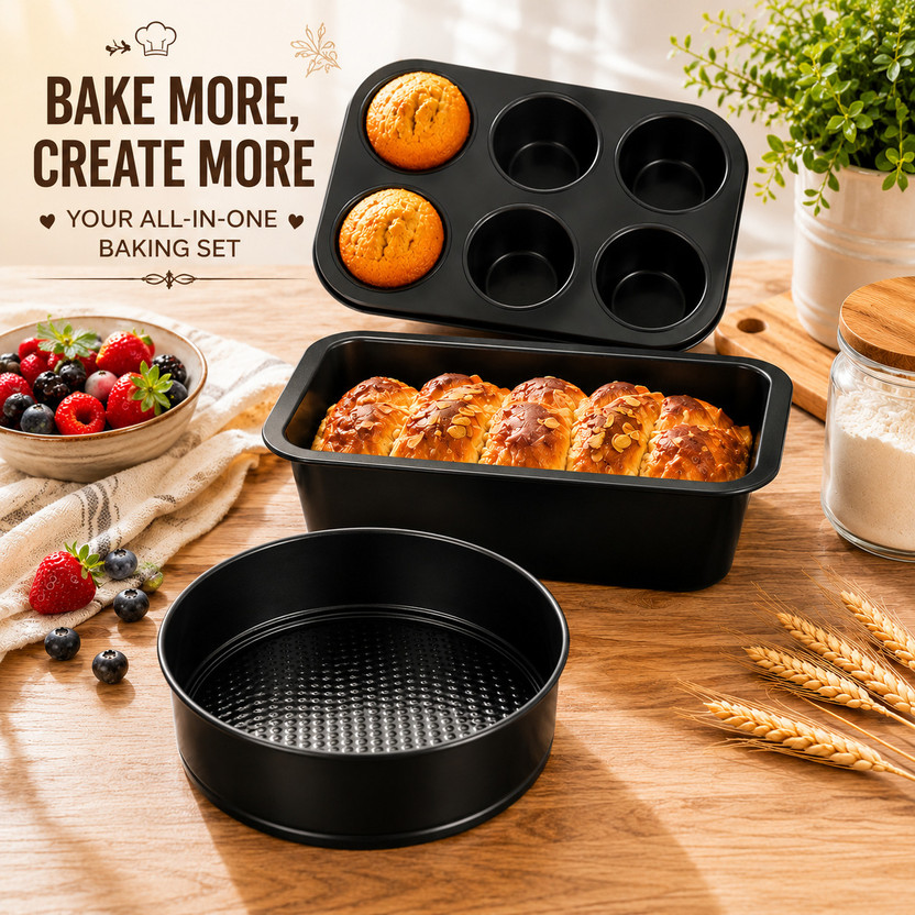 MAFAHH Carbon Steel Cake Mould 3(Pack of 3)