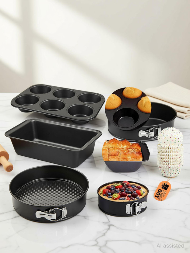 Curated Cart Carbon Steel Cake Mould(Pack of 4)