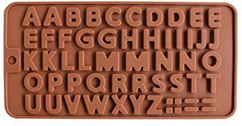 BAKEMO Silicone Chocolate Mould Silicone Alphabets Shape Chocolate Jelly Candy Mold, Cake Baking Mold, Bakeware Mould, Brown(Pack of 1)