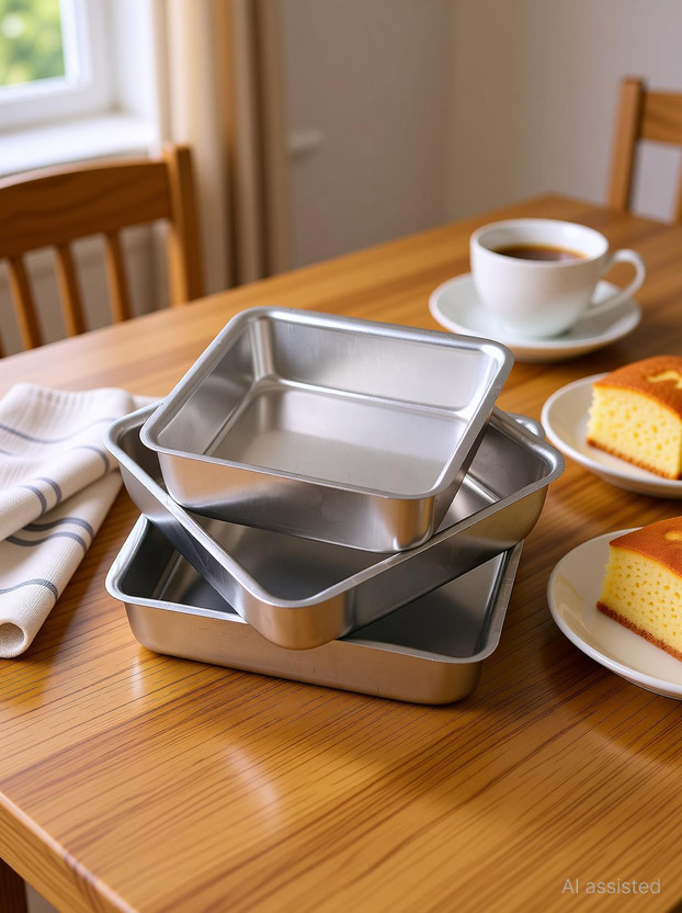 Cake Bake Mold Aluminium Square Cake Mould 3 Pcs Tin Pan Mold Mould Kitchen Bakeware 3 Heavy Duty Square Mould 1kg , 750grams and half kg Aluminium Cake Mould 3(Pack of 3)