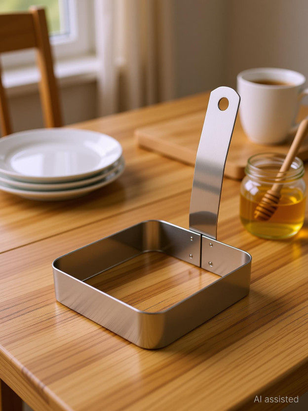 Dynore Stainless Steel Square Egg Ring with Handle Stainless Steel Cupcake/Muffin Mould(Pack of 1)
