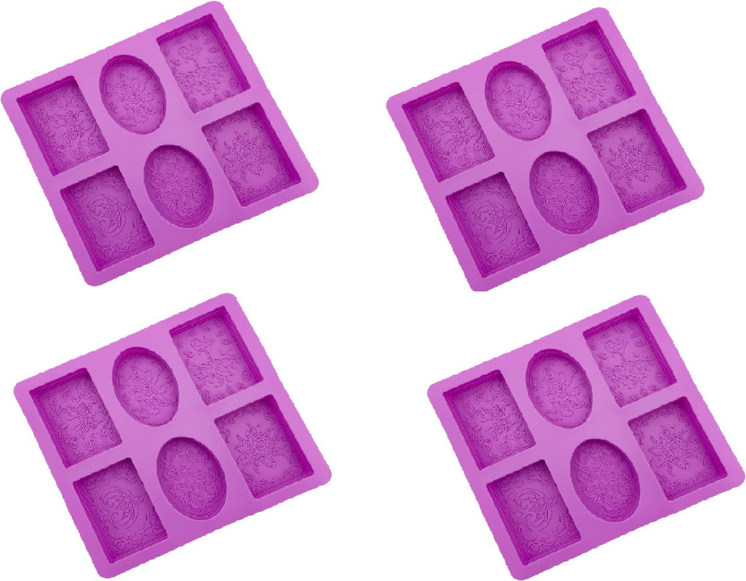 ADMONITION Silicone Chocolate Mould 6 Cavity Silicone Chocolate Mould Making Handmade Soap, Chocolate, Soap Candles, Cake, Pudding, Resin Candy Muffin Bakeware Mould(Pack of 4)