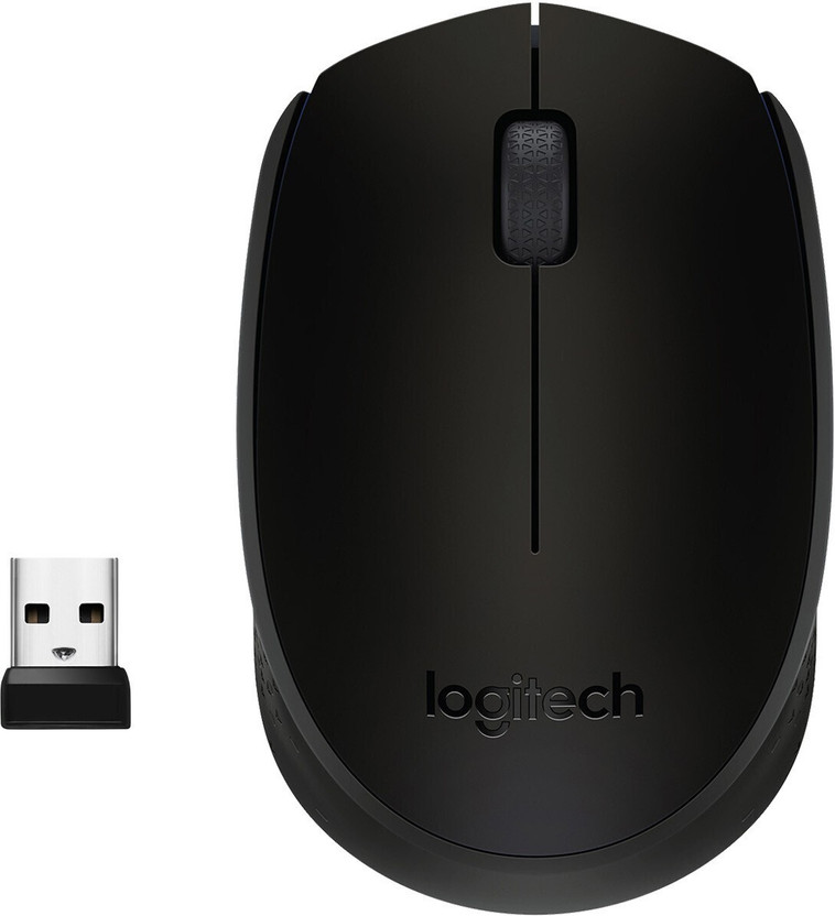 Logitech M170 / Optical Tracking, 12-Months Battery Life, Ambidextrous Wireless Ambidextrous Optical Mouse(USB 2.0, Black)