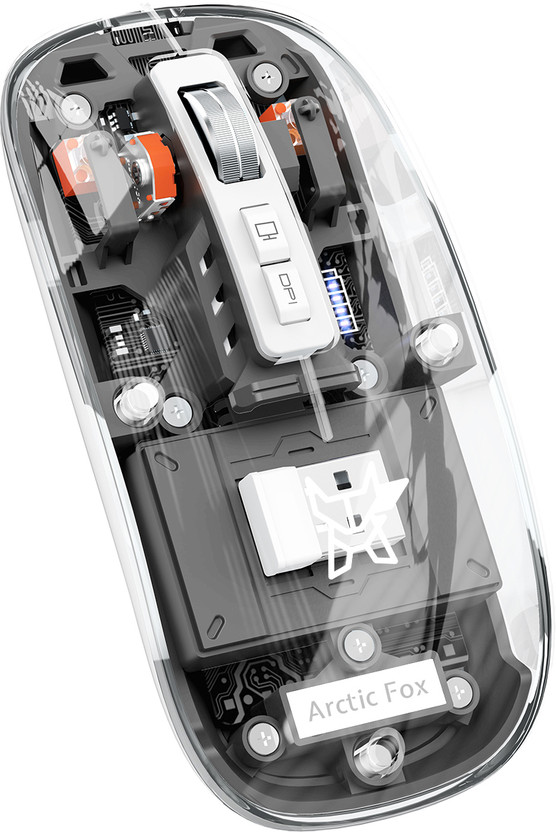 Arctic Fox Pureview Transparent Ambidextrous Optical  Gaming Mouse(2.4GHz Wireless, Bluetooth, Space Gray)