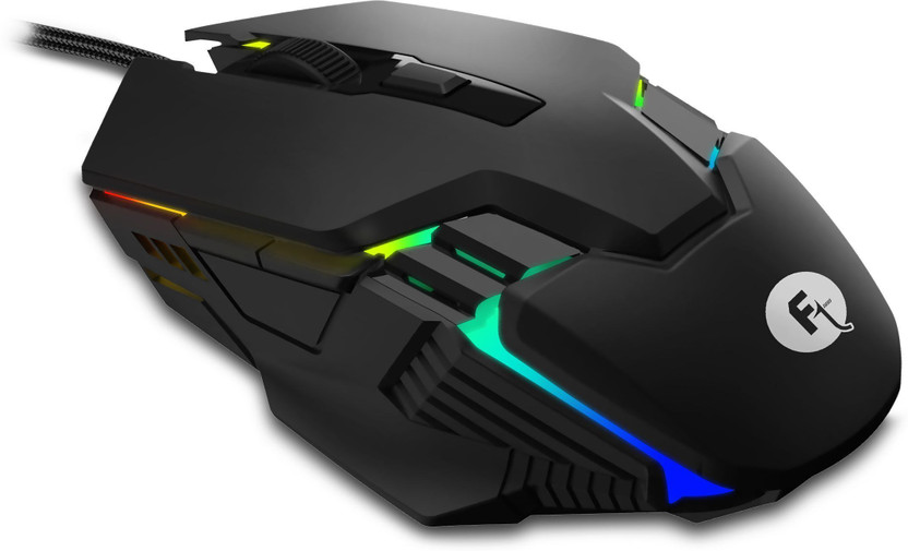 Frontech 6-Button USB Wired Mouse with 3600 DPI, 7-Color Rainbow LED Wired Ergonomic Optical  Gaming Mouse(USB 2.0, Black)