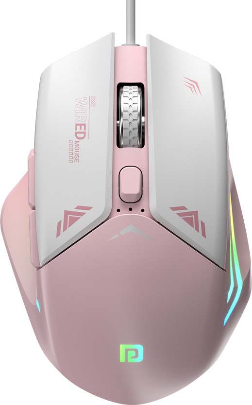 Portronics Vader Wired Ambidextrous Optical  Gaming Mouse 6 Buttons, Thumb Support, RGB Lights, Max 6400 DPI(USB 2.0, Pink)