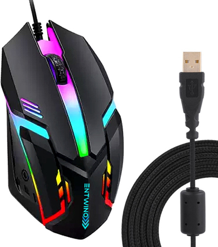 ENTWINO F-1 Gaming Mouse Wired For Computer Braided Wired Ambidextrous Optical  Gaming Mouse(USB 2.0, Black)
