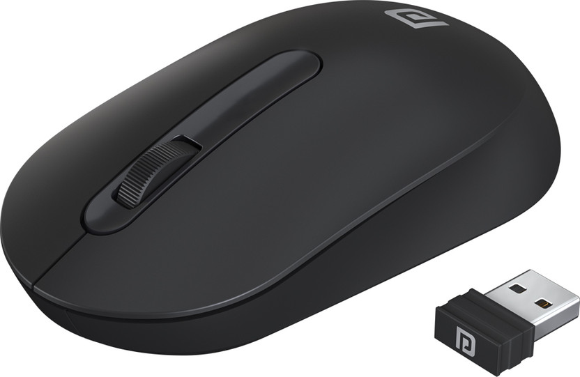Portronics Toad 13 Ambidextrous Optical Mouse Runs on single AA Battery,30 Lakhs+ click life,Upto 1200 DPI, POR 1381(2.4GHz Wireless, Black)