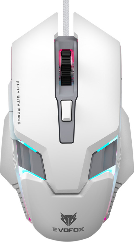 EVOFOX Spectre Wired Ambidextrous Optical  Gaming Mouse 3600 DPI Gaming Sensor and 7 Colours Rainbow Lighting(USB 2.0, White)