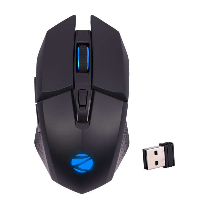 ZEBRONICS Zeb - SHARK LITE Wireless Ergonomic Optical  Gaming Mouse 4600 DPI, RGB, 6 Buttons, Ergonomic Rechargeable(USB 2.0, Black)