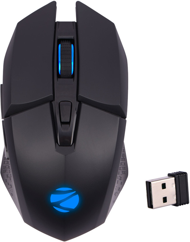 ZEBRONICS Shark Lite Wireless Ambidextrous Optical  Gaming Mouse 4600 DPI, RGB, 6 Buttons, Ergonomic Rechargeable(USB 2.0, Black)