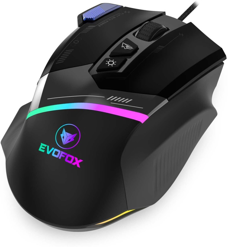 EVOFOX Blaze Wired Ambidextrous Optical  Gaming Mouse 12800 DPI Gaming Sensor and 8 Buttons RGB(USB 2.0, Grey)