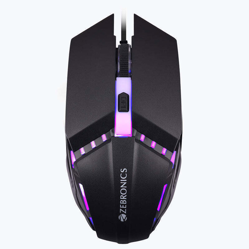 ZEBRONICS Zeb Phero Wired Ambidextrous Optical  Gaming Mouse DPI Switch, High Precision, Plug & Play, 4 Buttons(USB 2.0, RAINBOW LED)