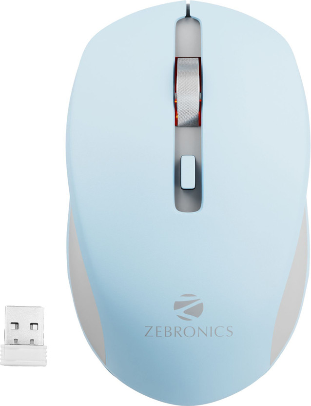 ZEBRONICS Zeb- Jaguar Ambidextrous Optical Mouse High Precision, 4 Buttons, Plug & Play(2.4GHz Wireless, Blue)