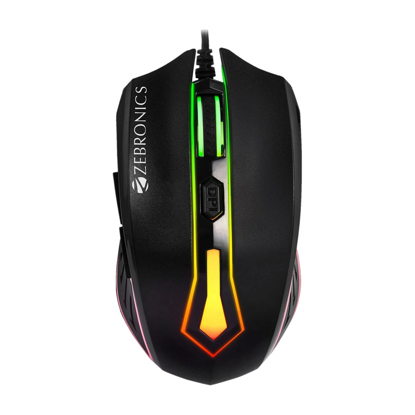 ZEBRONICS Sniper Wired Ambidextrous Optical  Gaming Mouse High Precision, 2400DPI, 6 Buttons, RGB Light, Weight Plug & Play(USB 3.0, Black)