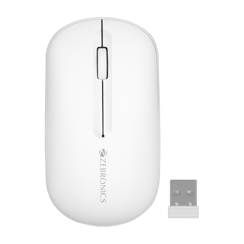 ZEBRONICS Pulse Ambidextrous Optical Mouse 1200DPI, Dual BT, Multi-Connect, Lightweight Comfort With Bluetooth(2.4GHz Wireless, White)