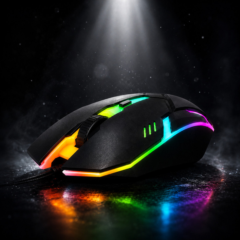PROSAC USB Optical Gaming Mouse | Dynamic RGB LED Glow | 1500 DPI Wired Ergonomic Optical  Gaming Mouse(USB 2.0, Black)