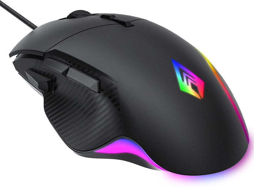 Tizum 12000 Dpi with 1000Hz Polling Rate, 6 Mode RGB, Sunplus Sensor, Wired Ergonomic Optical  Gaming Mouse(USB 2.0, Black)