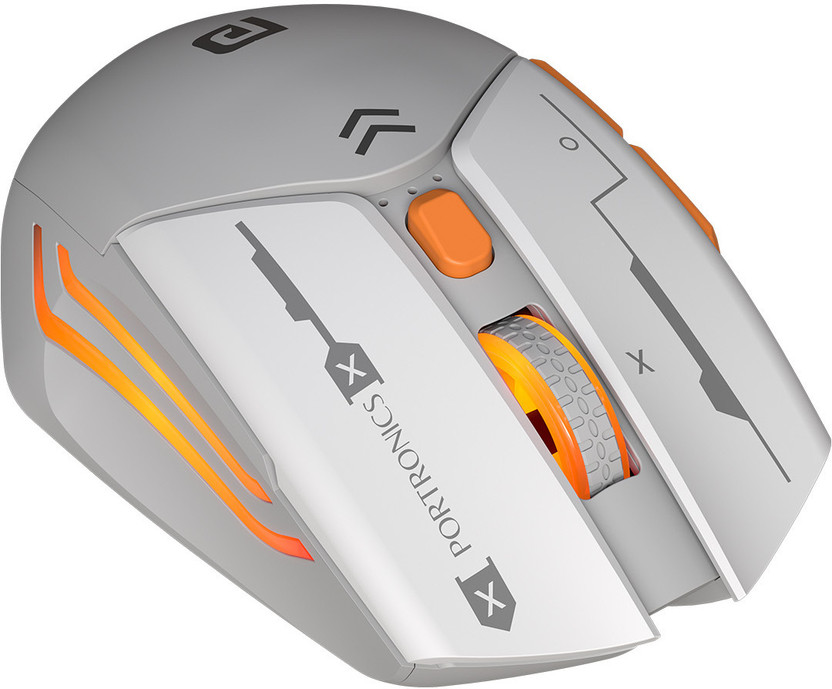Portronics Vader Max Ambidextrous Optical  Gaming Mouse 6 Buttons, 2400 DPI(2.4GHz Wireless, Bluetooth, Grey)