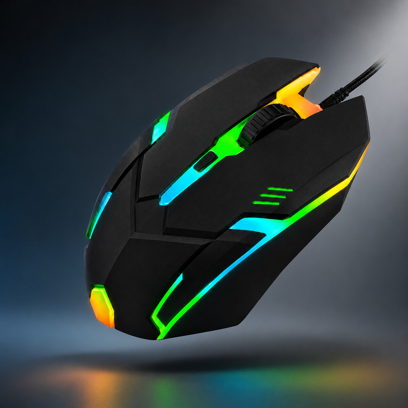 PROSAC USB Wired Optical Mouse | RGB LED Backlit | 1500 DPI | MS-0067 Wired Ergonomic Optical  Gaming Mouse(USB 2.0, Green, Yellow)