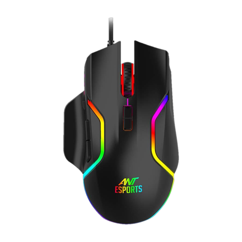 Ant Esports GM320 Wired Ambidextrous Optical  Gaming Mouse upto 12800 DPI, Braided cable,8 Programmable Buttons(USB 3.0, Black)