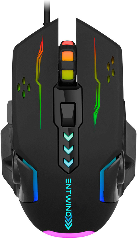 ENTWINO ENTWINO Mouse, Laptop Mouse, Computer Mouse, Wired USB Mouse, 6 buttons Optical Mouse With RGB Lights Wired Ambidextrous Optical Mouse(USB 2.0, Black) - Flipkart Deal