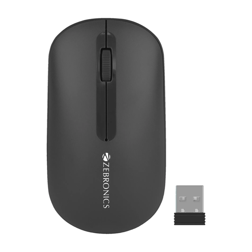 ZEBRONICS Pulse Ambidextrous Optical Mouse 1200DPI, Dual BT, Multi-Connect, Lightweight Comfort With Bluetooth(2.4GHz Wireless, Black)