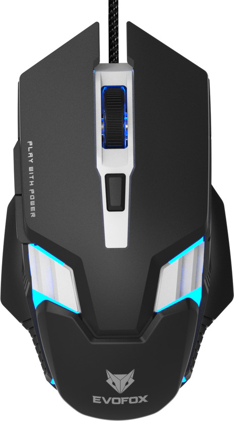 EVOFOX Spectre Wired Ambidextrous Optical  Gaming Mouse 3600 DPI Gaming Sensor and 7 Colours Rainbow Lighting(USB 2.0, Black)