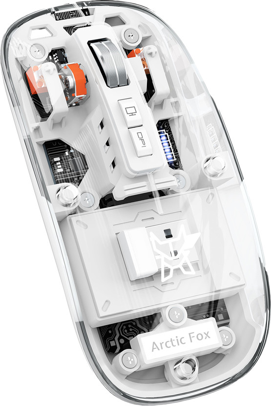 Arctic Fox Pureview Transparent Ambidextrous Optical  Gaming Mouse(2.4GHz Wireless, Bluetooth, Frost White)