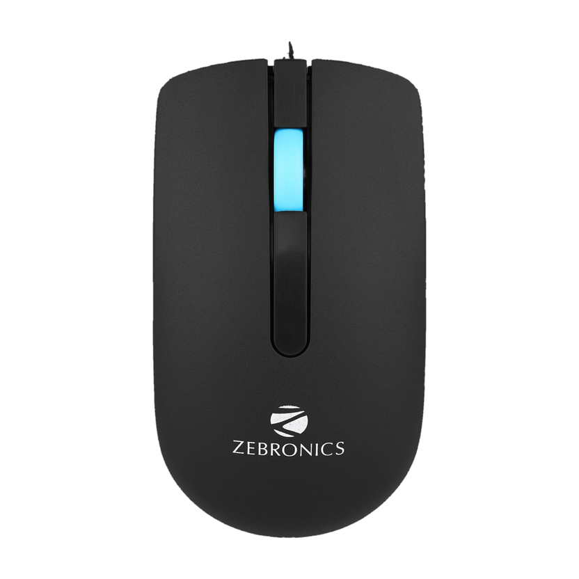 ZEBRONICS Juggle Wired Ambidextrous Optical Mouse with 1200 DPI, 1.2m Durable Cable(USB 2.0, Black)