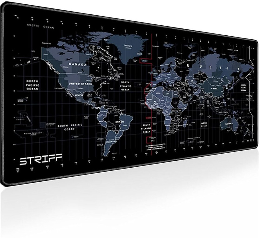 STRIFF Mouse_Pad_World_Map Non Slip Base Dual Sided Mousepad(Black)