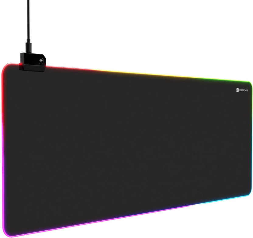 Portronics Comfipad Glow Gaming Mouse Pad, RGB Lights, Non-Slip Base, Large Desk Mat, Non Slip Base Mousepad(Black)