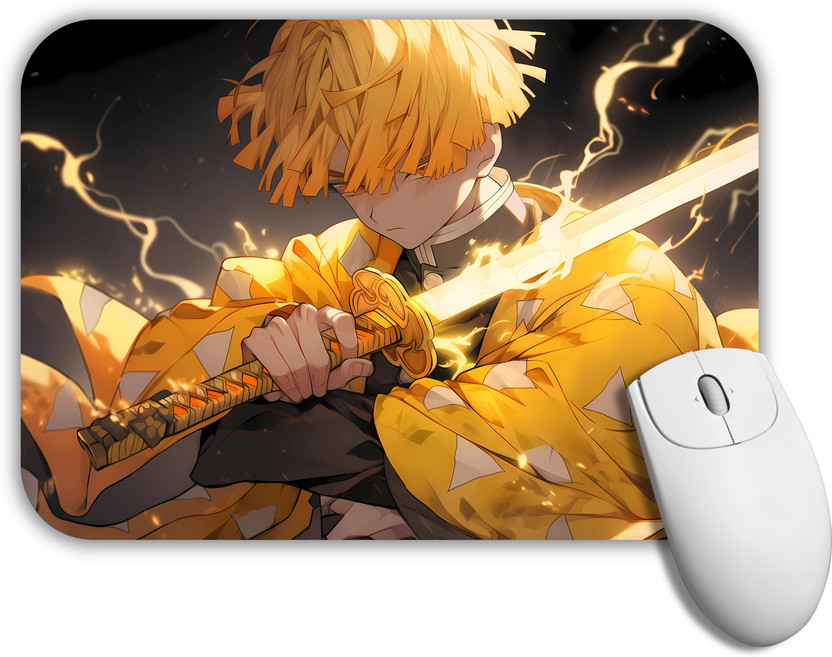 GROOFIEZ Anime Mouse Pad (9 inch x 7 inch) - Zenitsu Demon Slayer Printed Mousepad Non Slip Base Mousepad(Multicolor)
