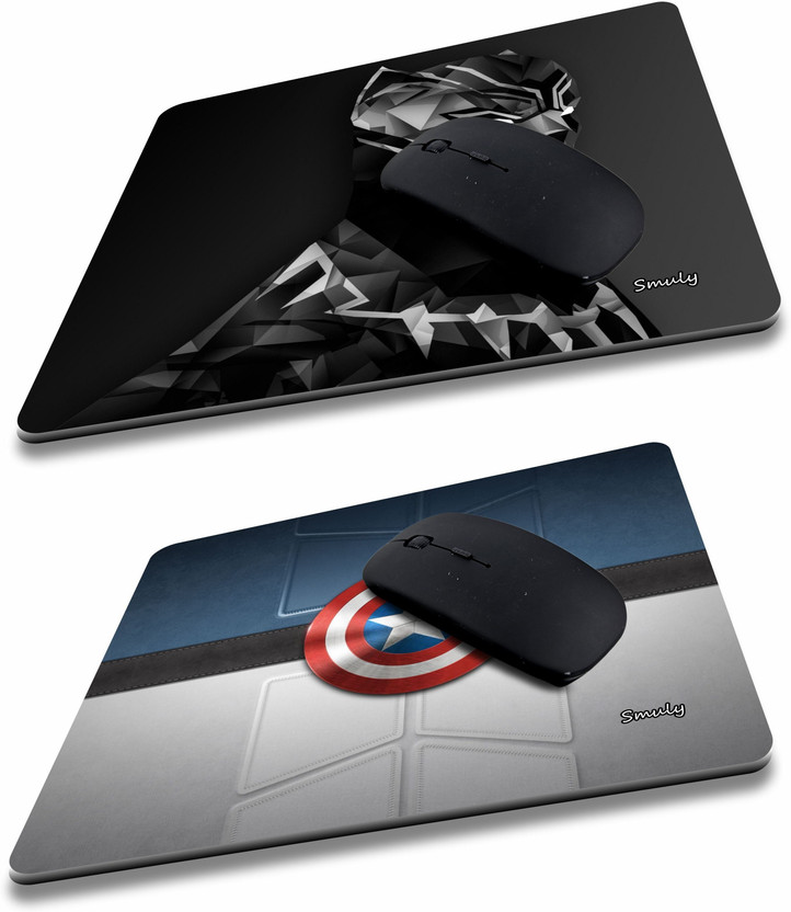 qivee BLACK PANTHER COMBO (2) Mouse Pad Non-Slip Rubber Base Mouse pad for Laptop & Desktop Non Slip Base Mousepad(Black & Blue)