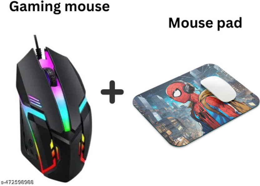 rssh creation Mouse Pad With Mouse Combo Set Non Slip Base Dual Sided Mousepad(Multicolor)