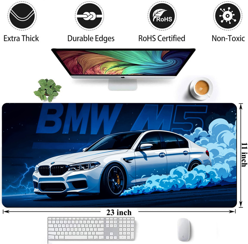 Matnex Marina Bay Blue Executive Performance Luxury Deskpad - 11x23 inch, 3mm thickness Non Slip Base Mousepad(BMW M5 Mint)