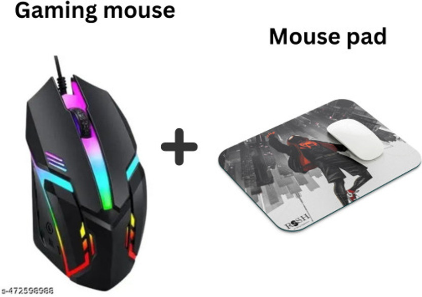 rssh creation Mouse and Mouse 1 Pad Combo Non Slip Base Mousepad(Multicolor)