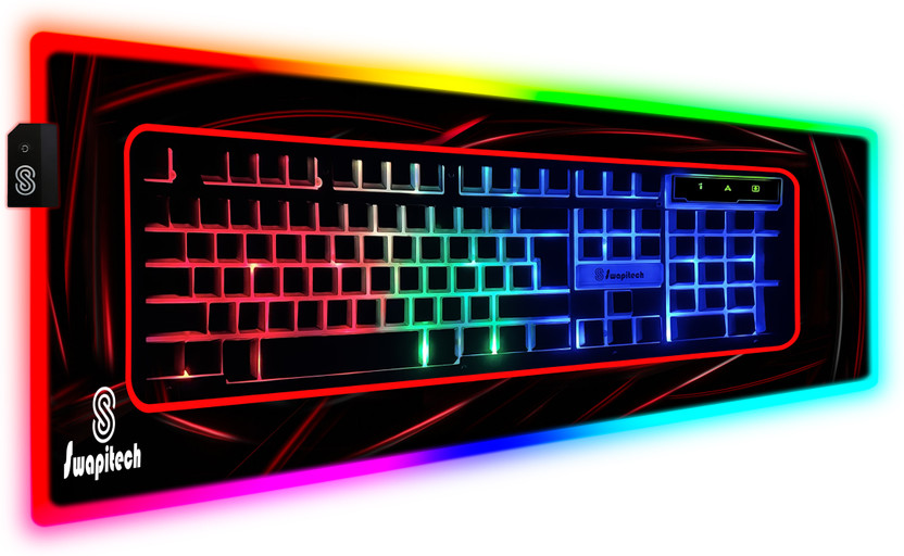 SWAPITECH RGB Gaming Mouse Pad Large Extended, 13 Lighting Modes, Non-Slip 800x300x4mm Non Slip Base Mousepad(Black, Multicolor)