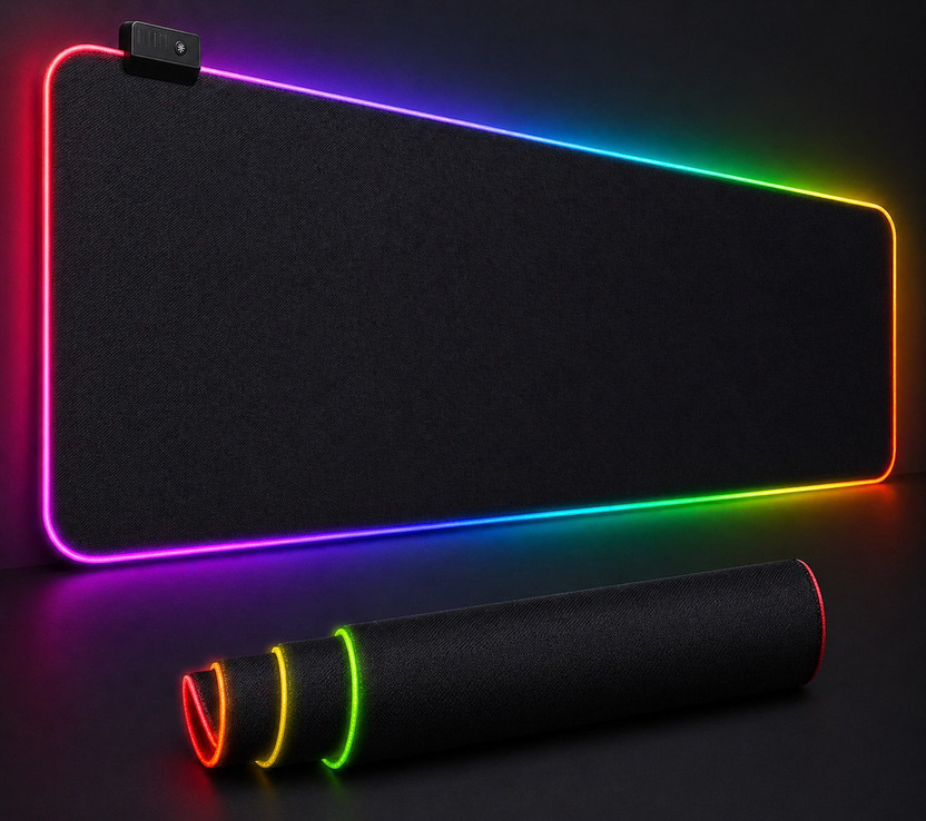 KRISHAVWORLD RGB LIGHT GAMING MOUSE PAD PREMIUM Non Slip Base Mousepad(Black)