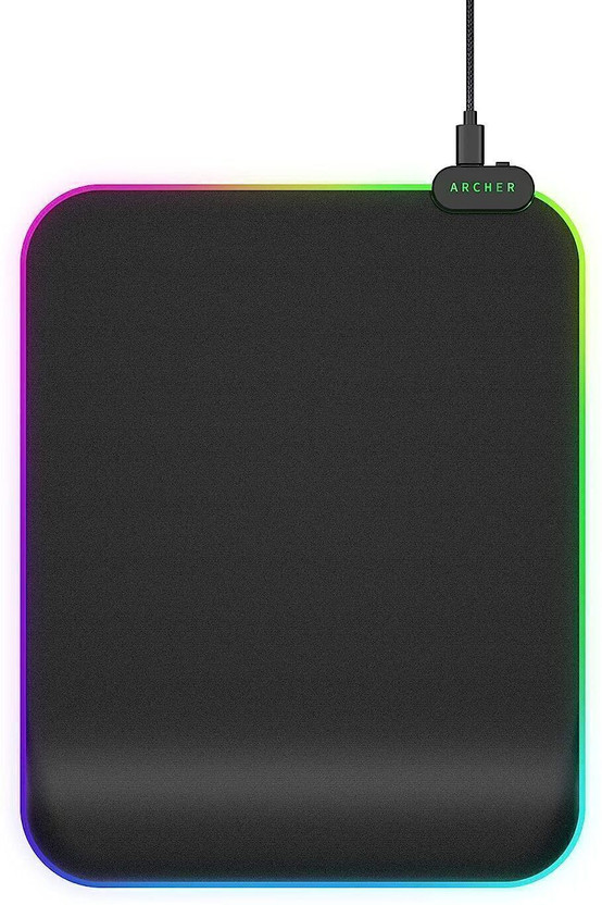 Archer Tech Lab Quiver 200 Gaming Mousepad, 15 RGB Modes Water-Resistant, Plug & Play Non Slip Base Mousepad(Black)