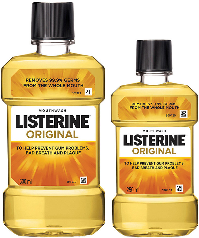 LISTERINE Original Mouthwash| Removes 99.9% germs| Home & Travel Combo - Mint(750 ml)