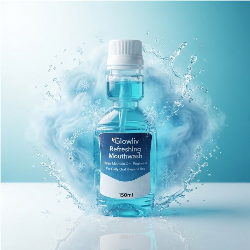 glowliv Mouthwash | Refreshing Oral Rinse for Fresh Breath & Oral Hygiene - Mint / Fresh Mint(150 ml)