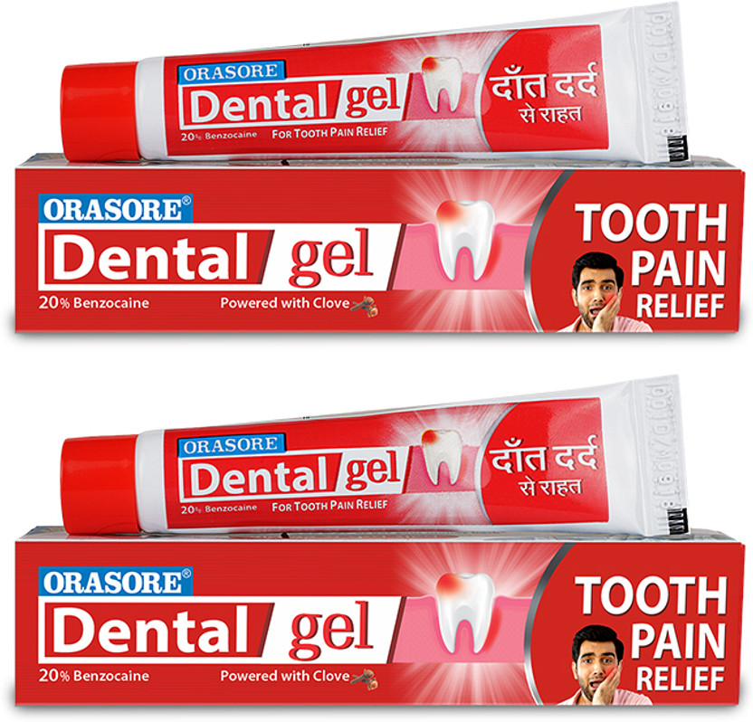Orasore Dental Gel For Tooth Pain Relief 10gm + 10gm= 20Gm Toothpaste(20 g, Pack of 2)