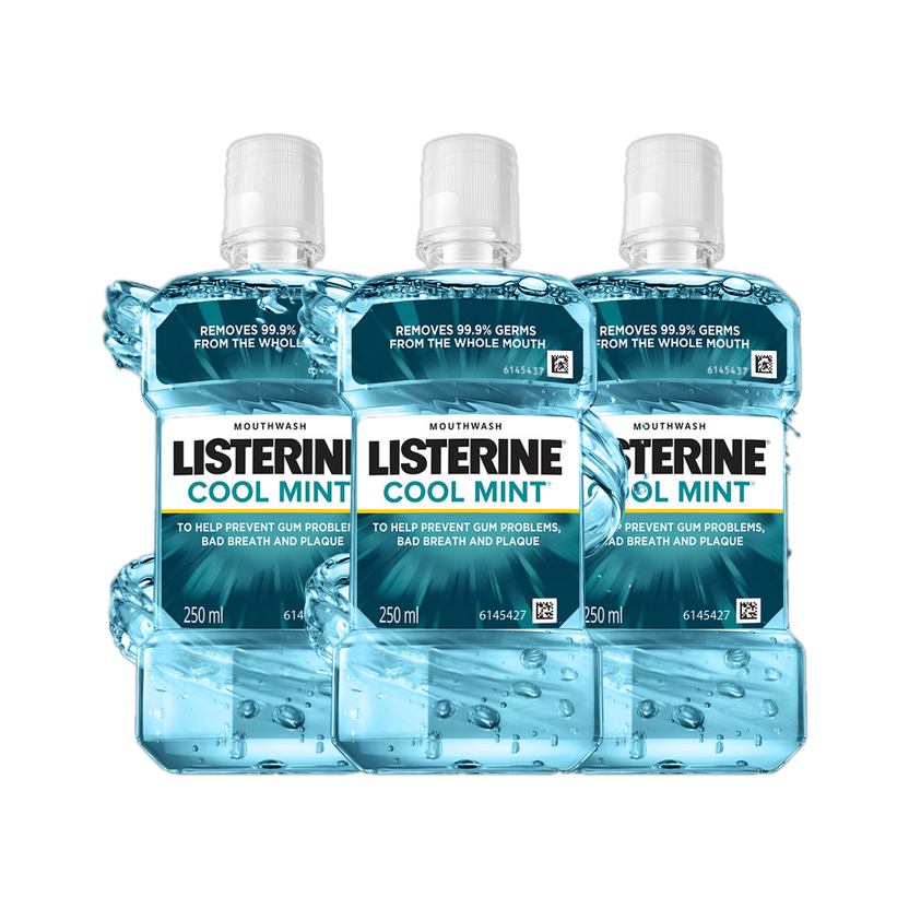 LISTERINE Cool Mint Mouthwash - (Pack of 3 - 250ml each) - Coolmint(750 ml)