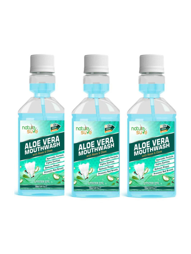 Nature Sure Aloe Vera Mouthwash with Neem and Clove for Oral Health - 3 Pack - Clove(450 ml)
