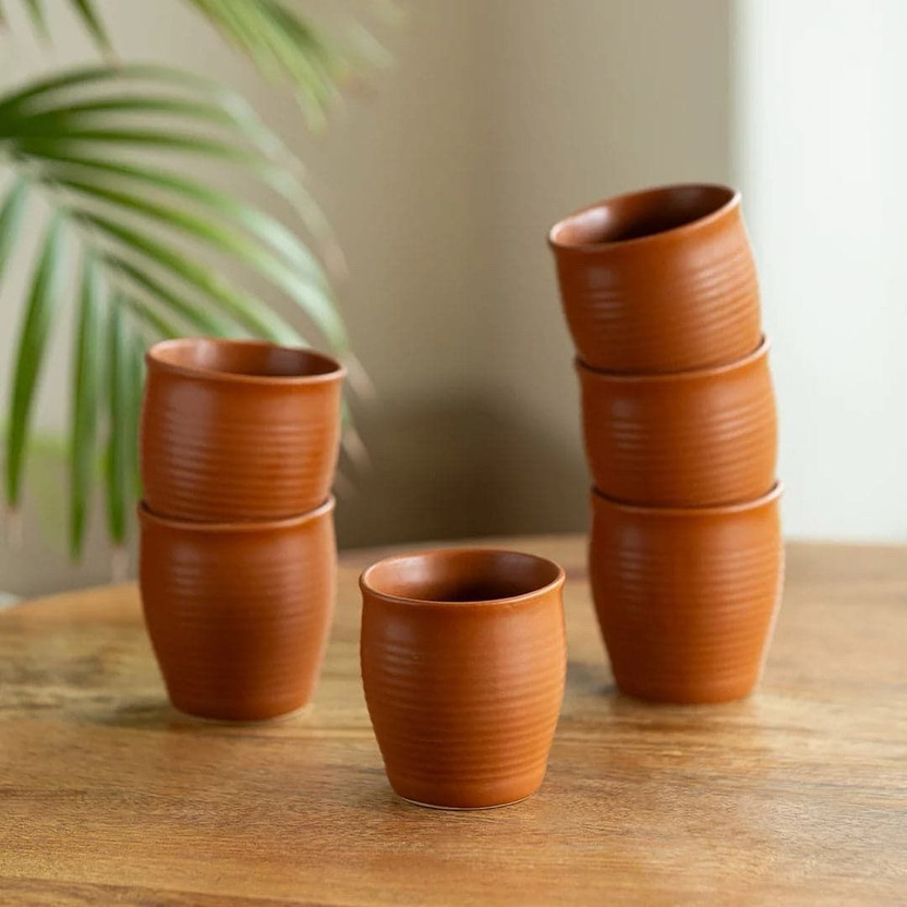 The The Earthy Store Ceramic Kullad Cups for Tea and Coffee Set of 6 Ceramic Coffee Mug(180 ml, Pack of 6) - Flipkart Deal